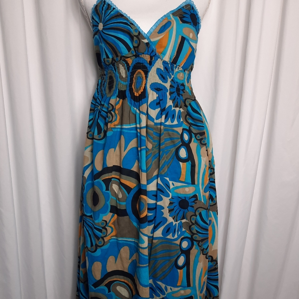 * Speed Control blue tan black long dress